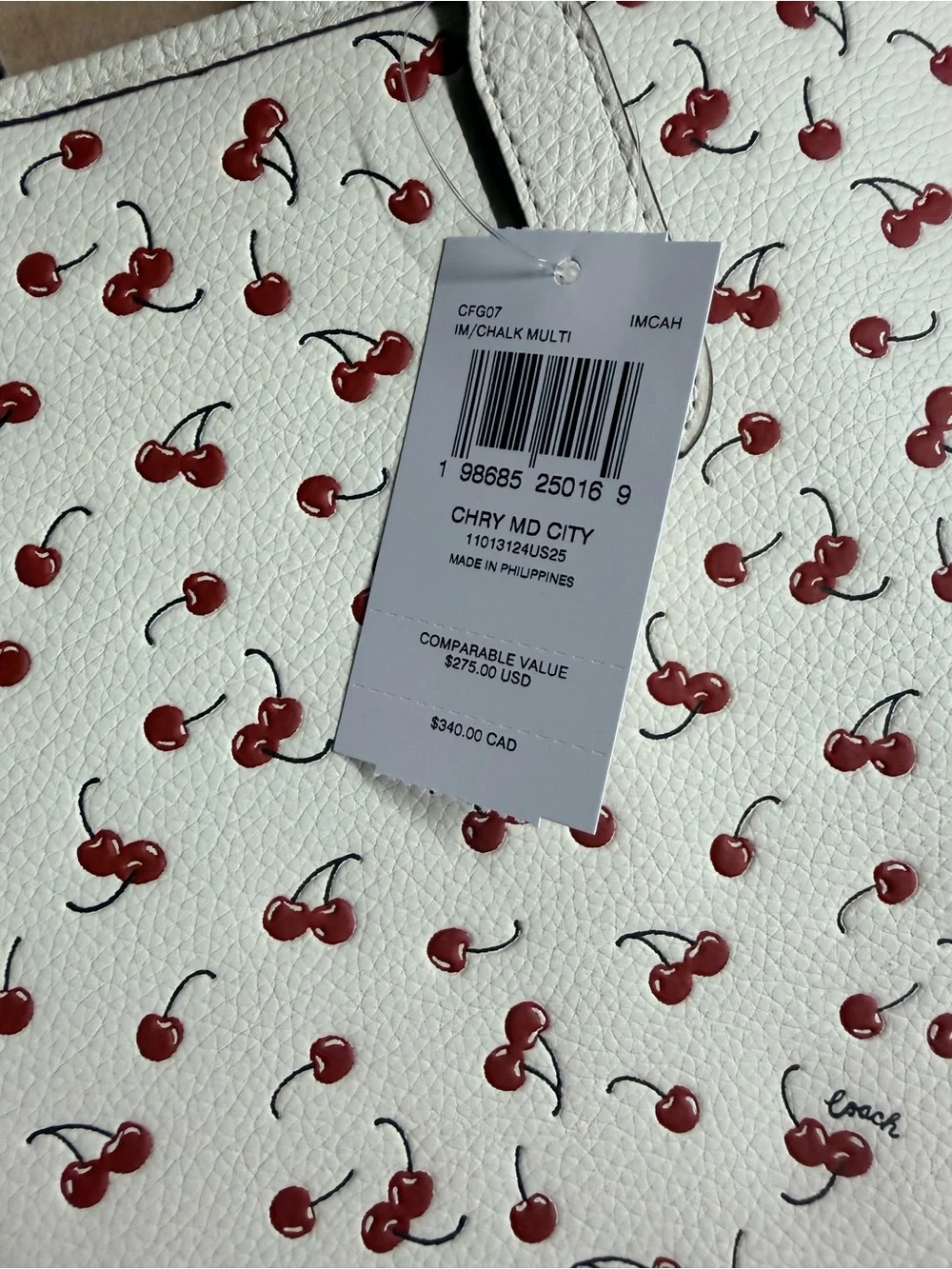 COACH Medium City Tote Bag With Cherry Print